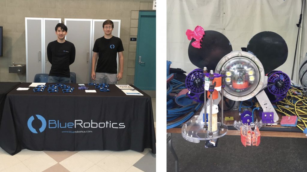 Adam and Daniel and some swag (left) and a competition vehicle (right).