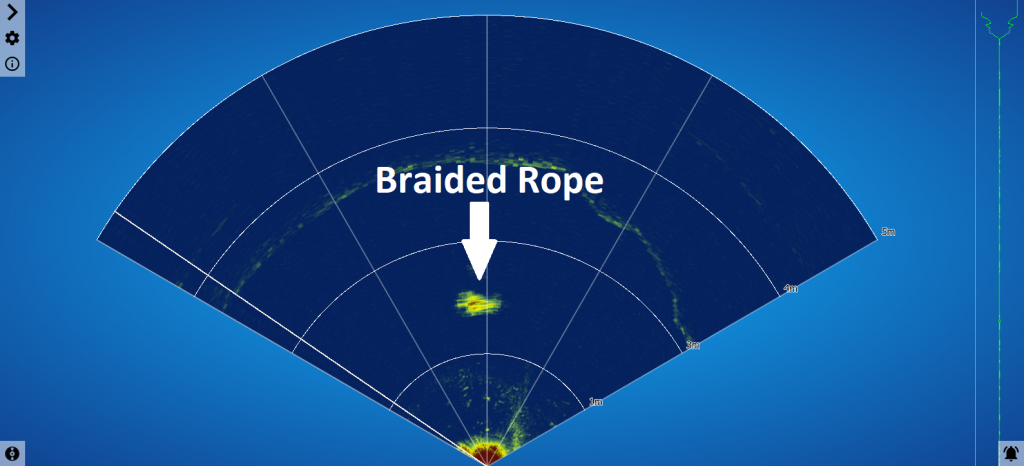 Sector scan of the rope (top-down perspective showing the rope as a dot)