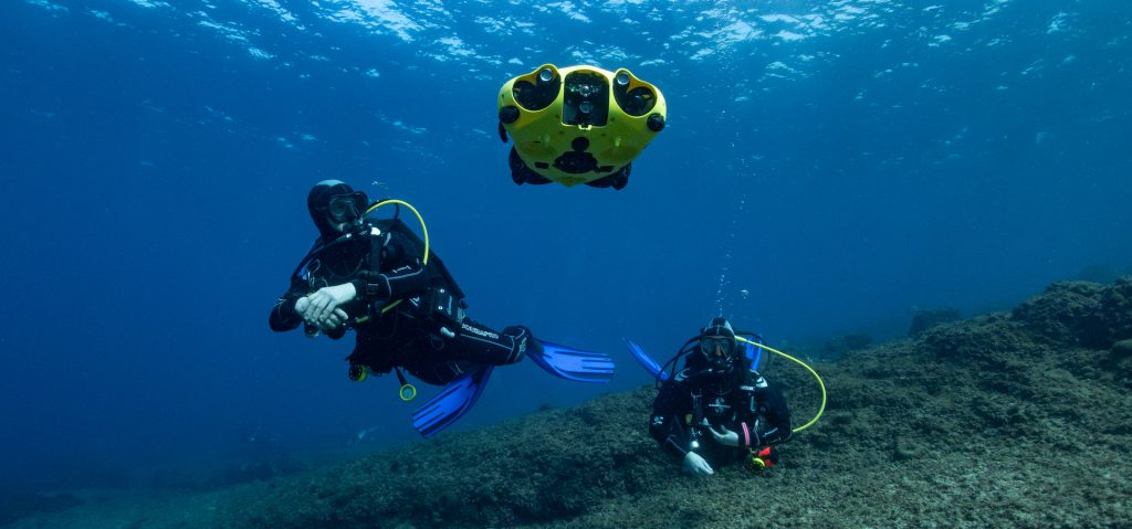 An underwater vehicle that follows divers and films them. (Credit: iBubble, Anais Dominici)