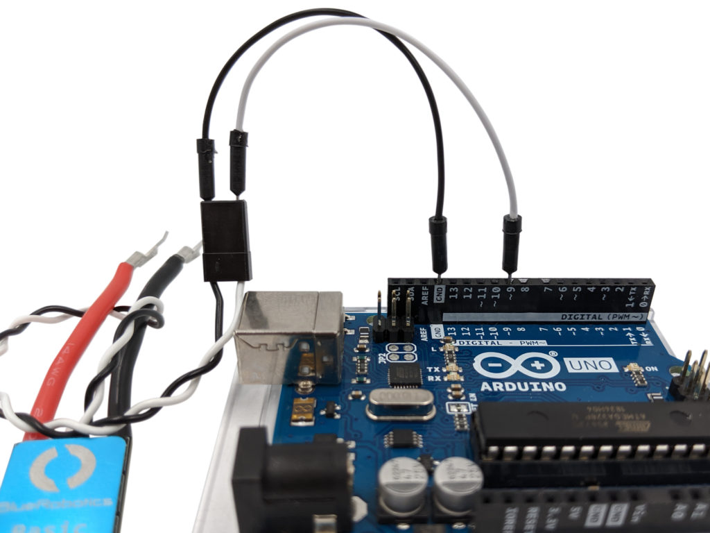 ESC signal wires to the Arduino.