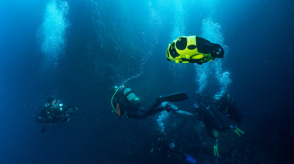 An underwater photography drone. (Credit: Romain Larmarche, <a href=https://ibubble.camera/>iBubble</a>)