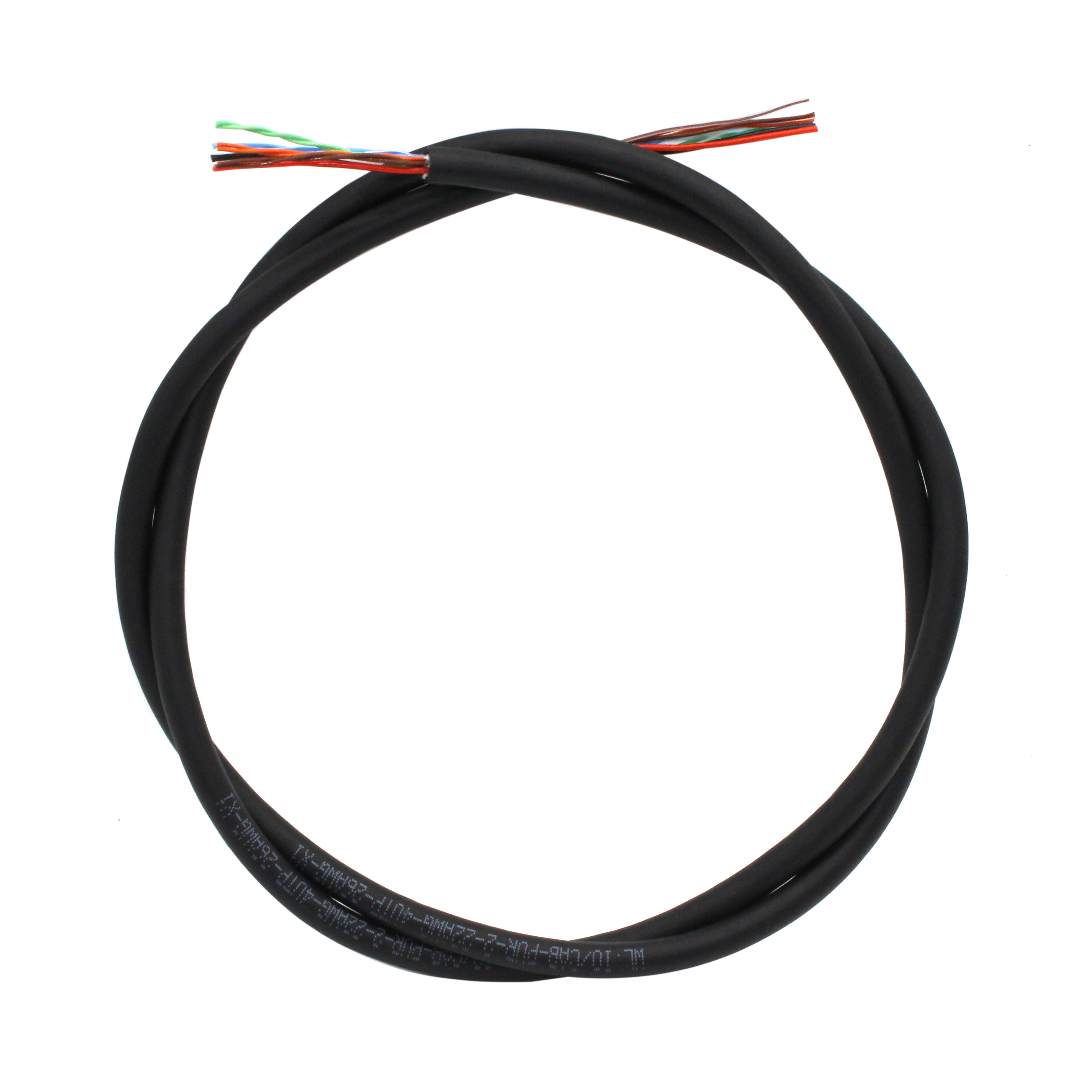 Cable, Bulk, 2x 22AWG, 4x UTP 26AWG, 7.50mm OD, PUR, Black, "Ethernet and Power Cable"