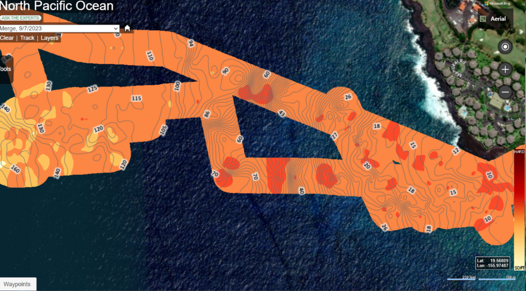 Bathymetric Map - Bottom Hardness Coloration